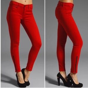 J BRAND For Intermix Ankle Zip Skinny Stretch Jeans in Great Red Women’s Size 30